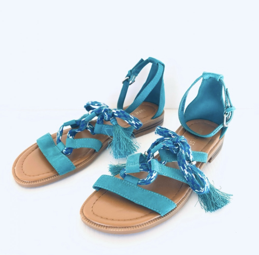 Nine West Ximeniao Ladies Ankle Strap Sandals Instep Tassel Tie Detail AU 7M