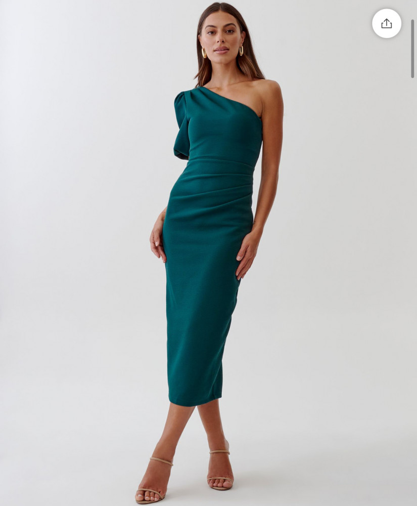 Emerald Green One-Shoulder Dress - Tussah - Size 12