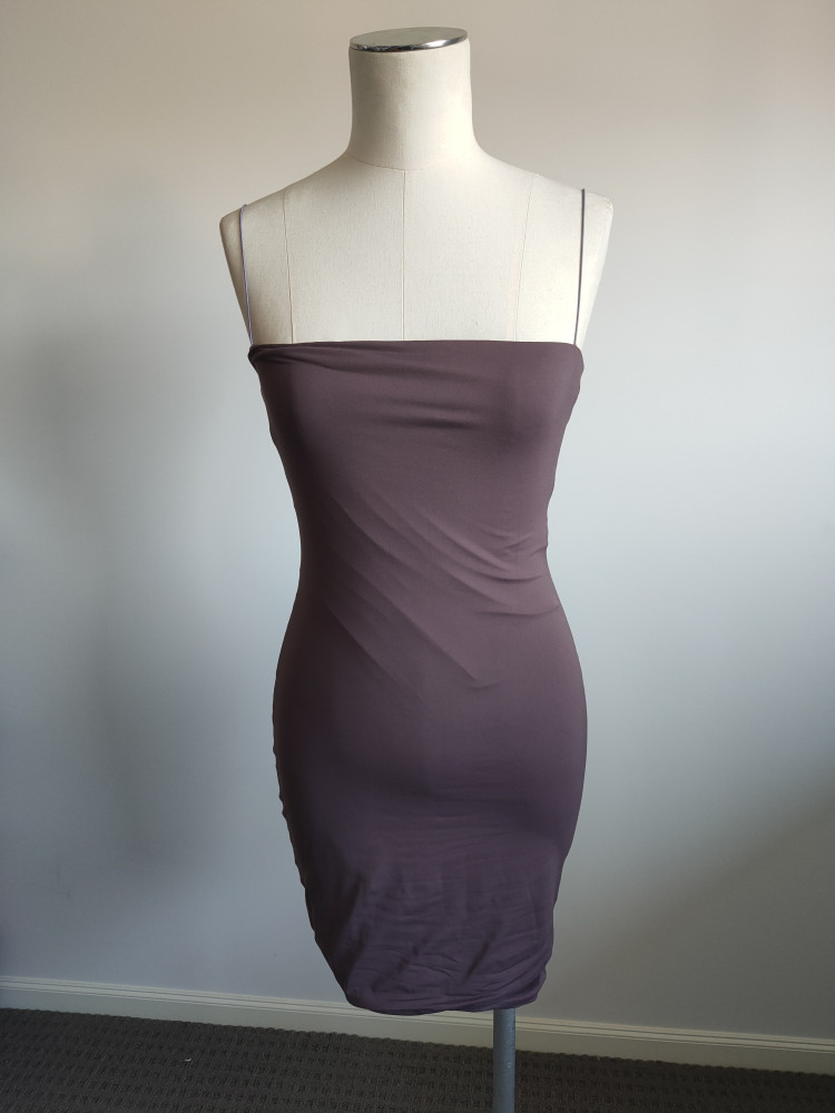 Meshki: Mia Thin Strap Bodycon Mini Dress in Mauve - Size M