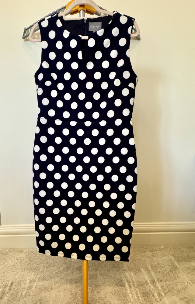 Navy/white large polka dot dress