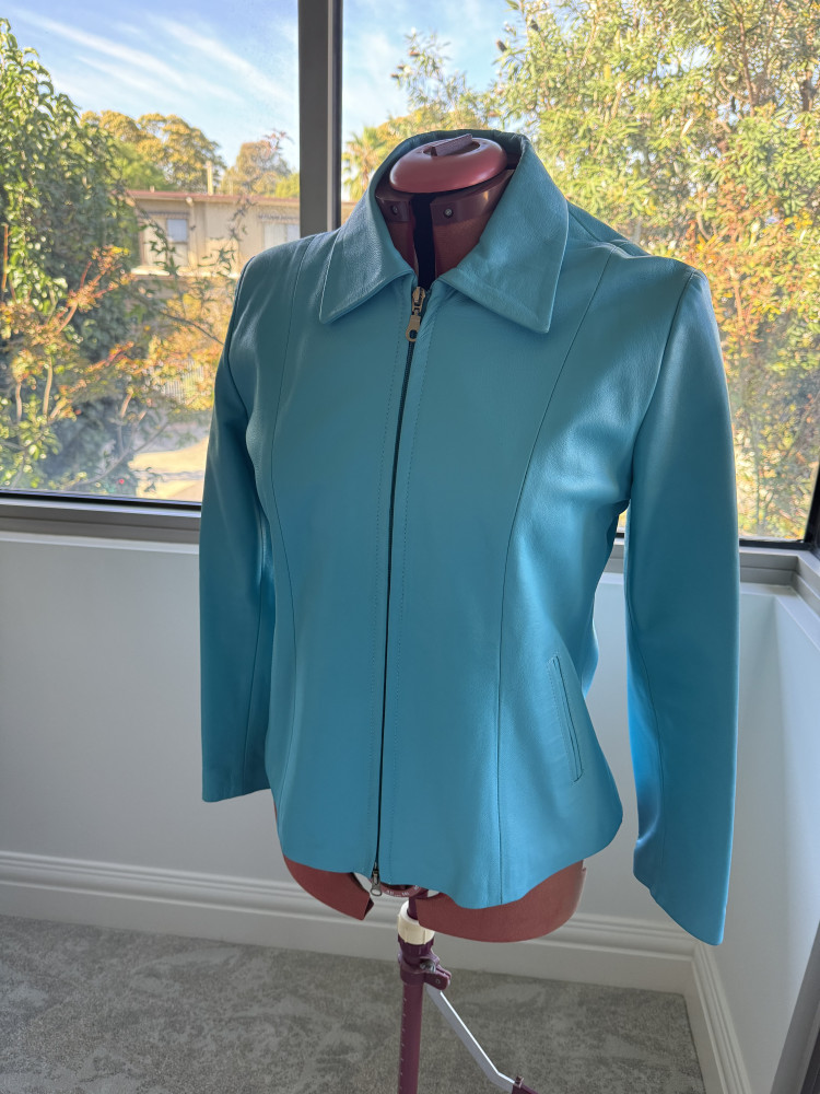 Soft leather jacket in turquoise 