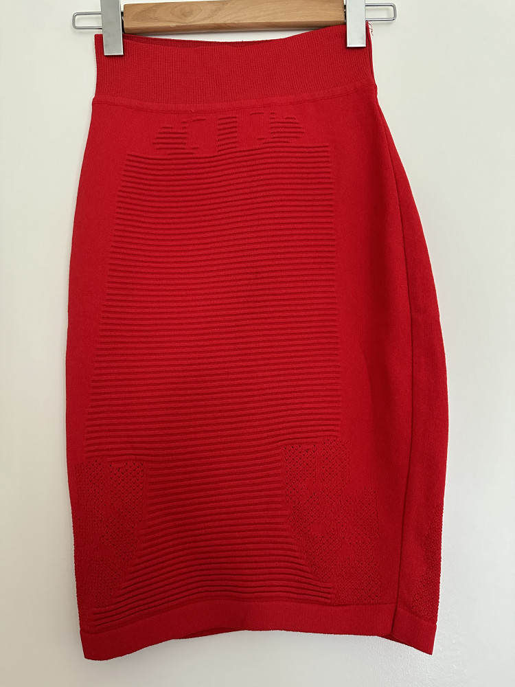 SCANLAN THEODORE Size S RED CREPE KNIT PENCIL SKIRT
