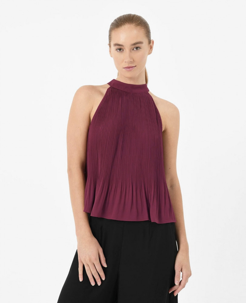 CANNES PLEATED HALTER TOP 