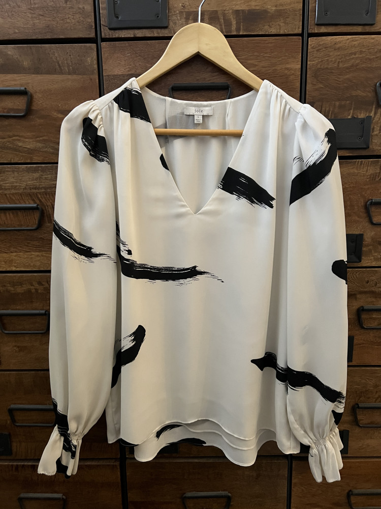 Long Sleeved Cream and Navy Shirt