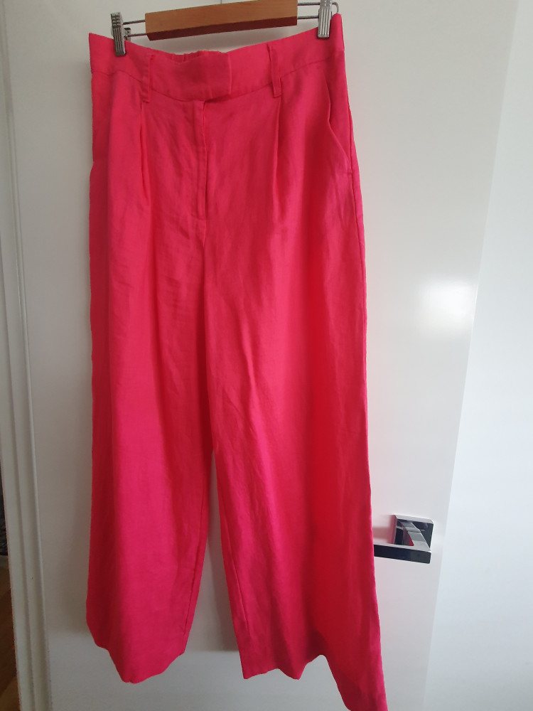 Pink wide leg linen pants