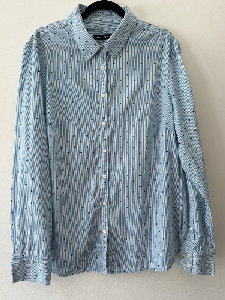 Aqua stripe with Dark blue spot cotton / elastane button shirt