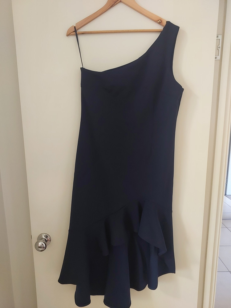 Navy Off Shoulder Fitted Dress