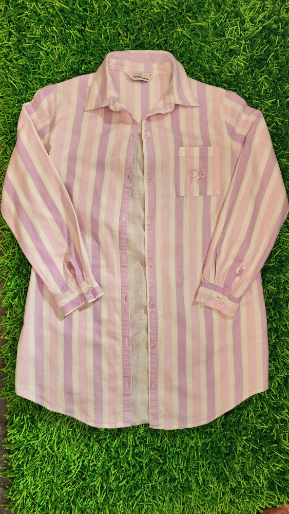 Peter Alexander Stripe Flannelette Nightshirt Pink White Size S RRP 99.95  