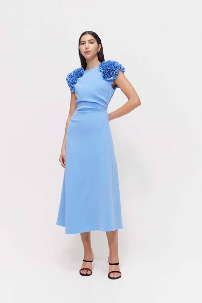 Margot Drape Dress in Blue 