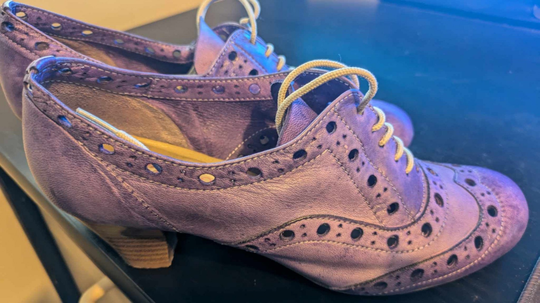 Italian leather purple booties