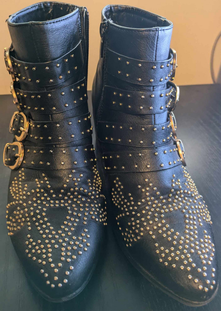 Gold studded ankle boots