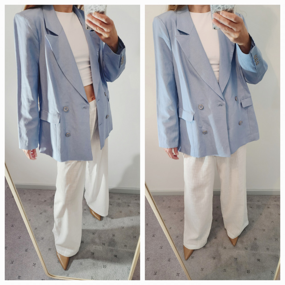 BNWT Oversized Linen Blazer Blue Size 14 Tokito RRP139.95  