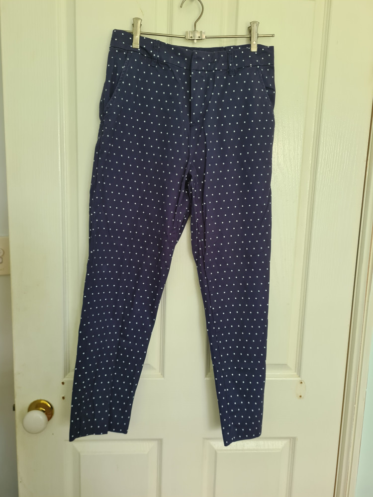 Navy and white spotted business pants