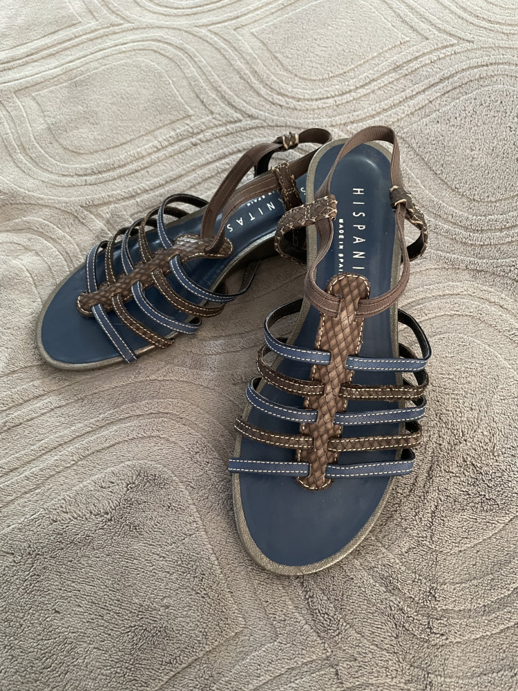 Brown & Blue Leather Sandals