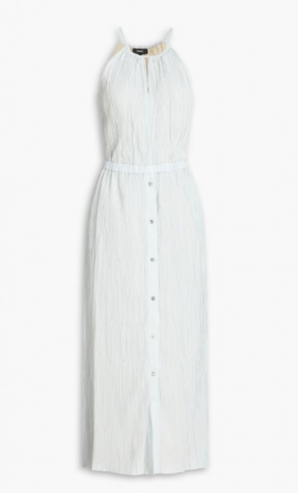 Crinkled Woven Midi Dress