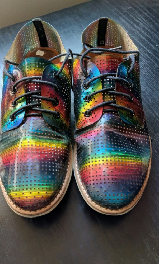 Rainbow perforated loafers