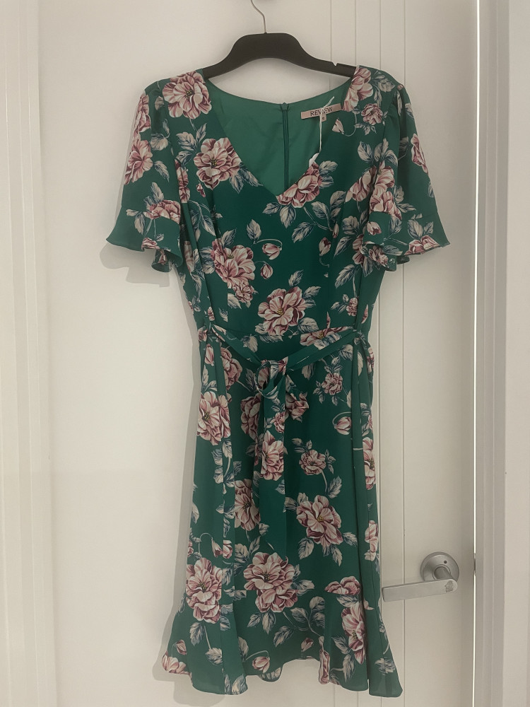 Green patterned flower dress