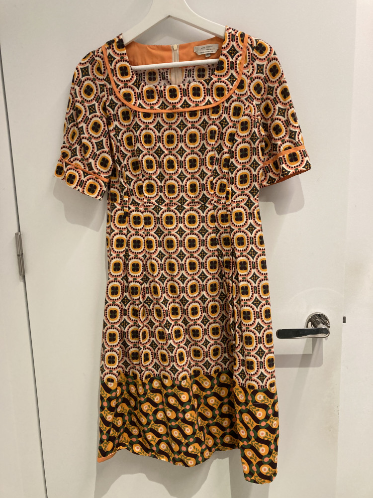 Orange patterned cotton dress