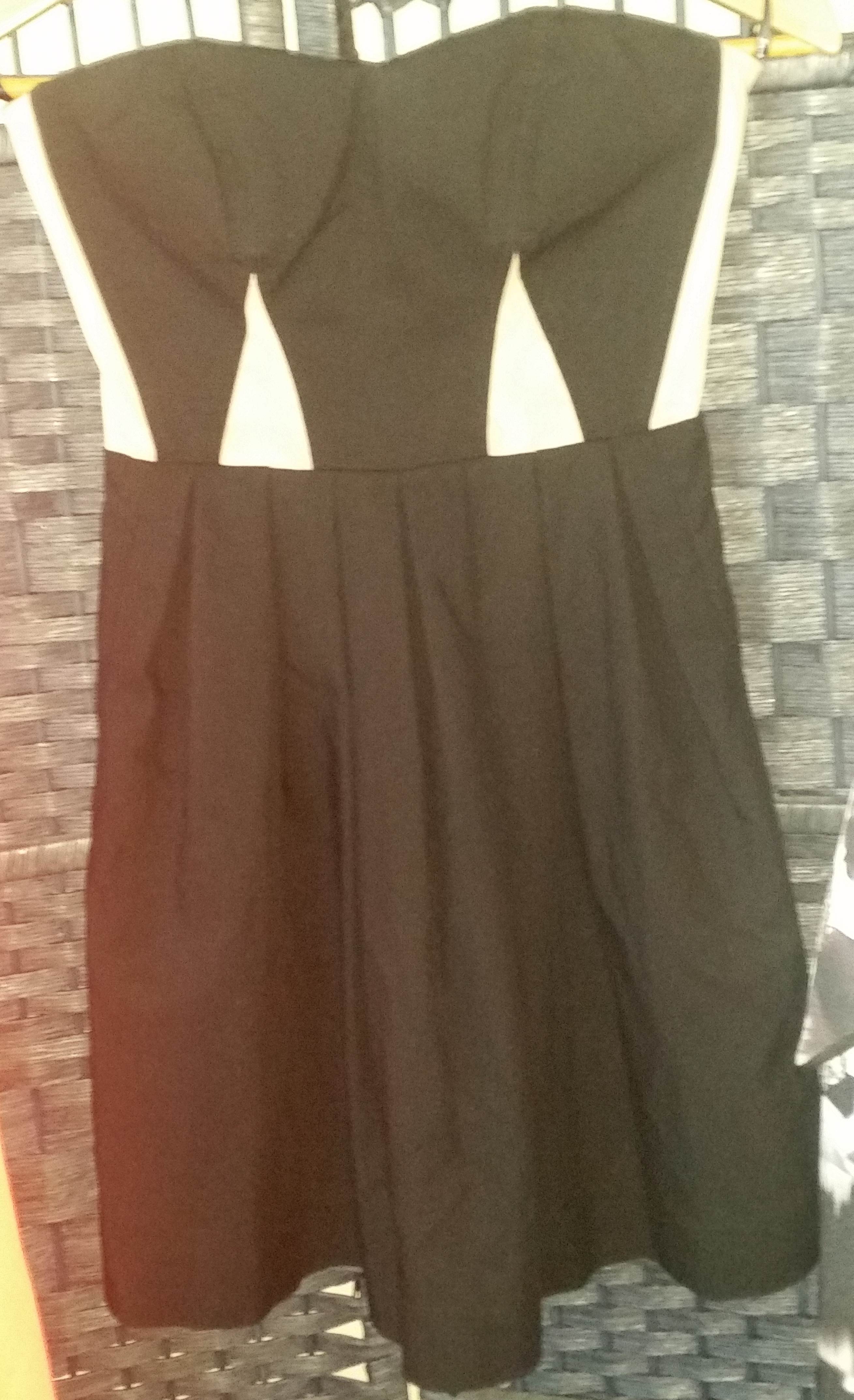 Bardot Strapless A-Line Dress Size 6 Black with Beige Accents