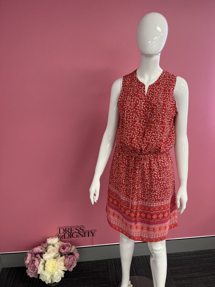 RED PATTERNED DRESS