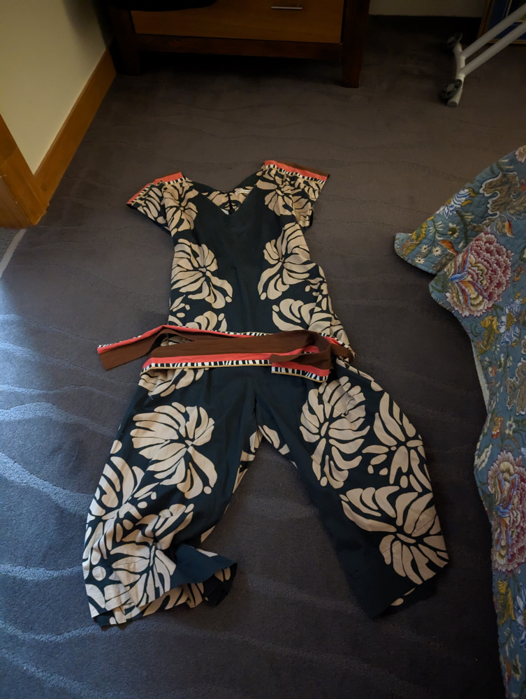 Jumpsuit with self tie belt 