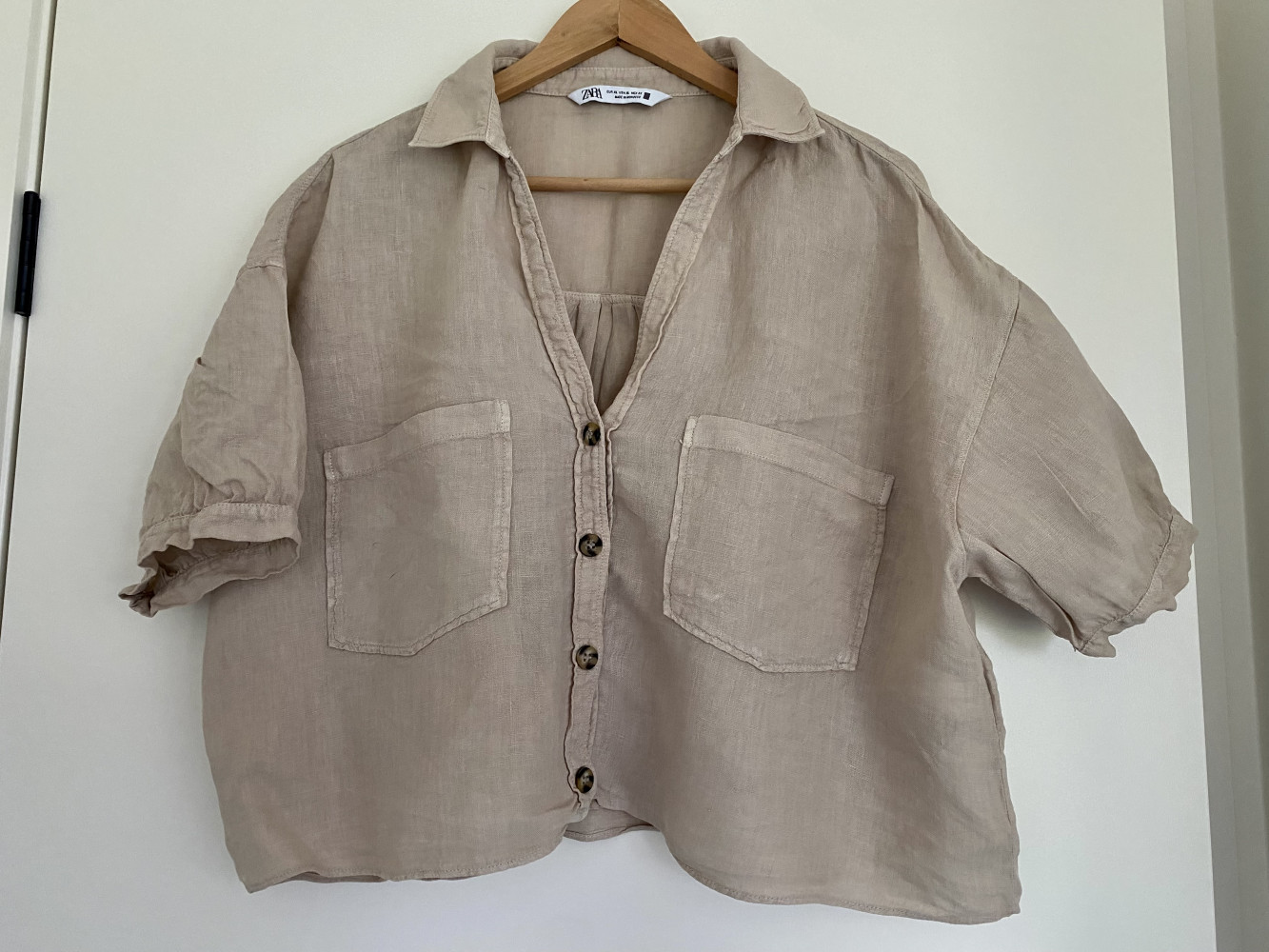 Zara Size XL Cropped Linen Shirt