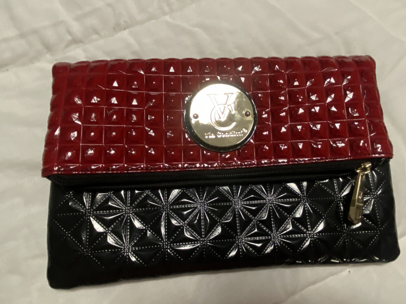 Large red and black clutch