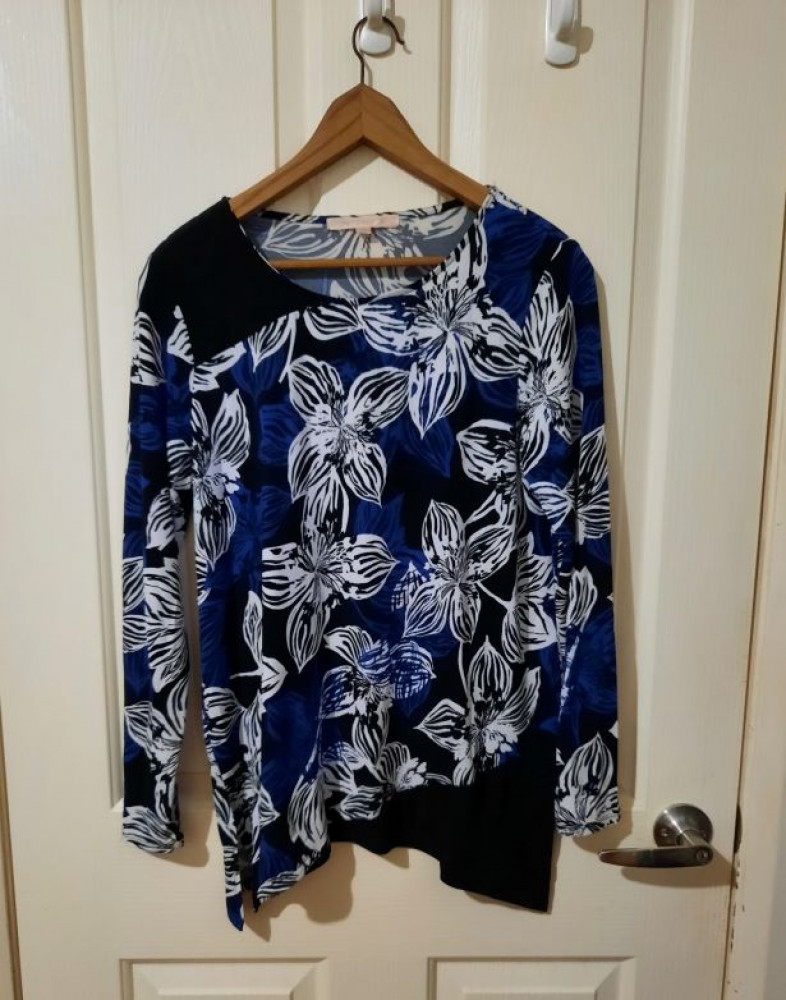 Electric blue and black Long sleeved tunic top - S