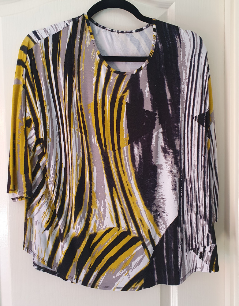 Black Grey & Mustard Swirl Top