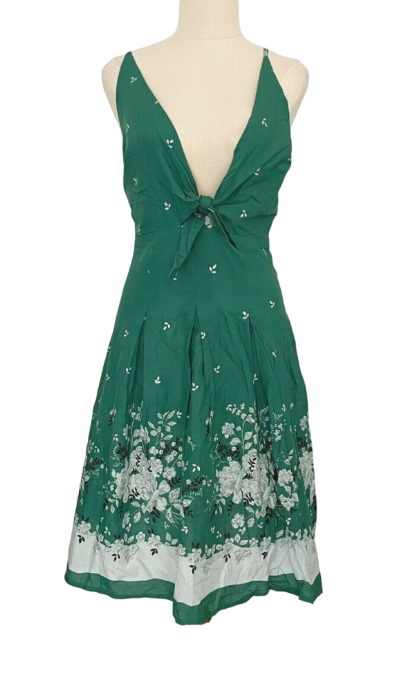 Green Floral Fit & Flare Dress