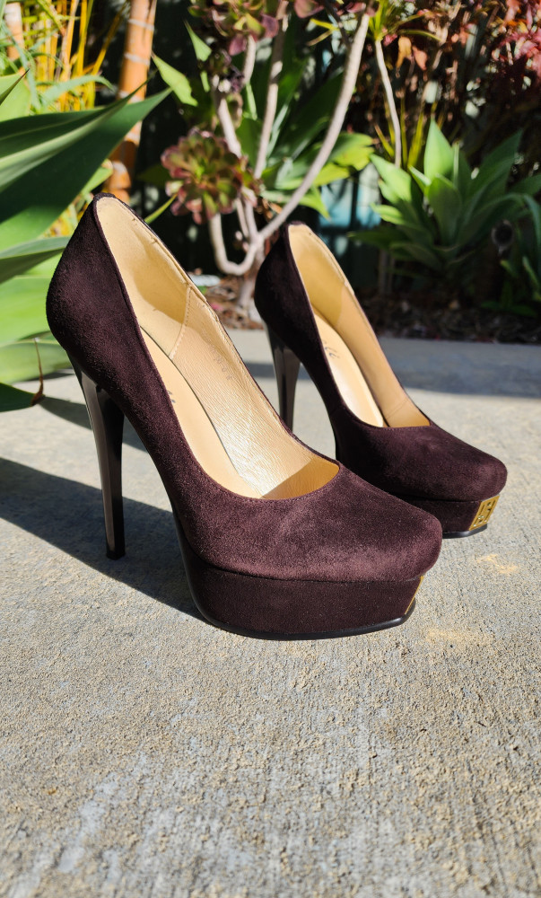 Brown Suede Platform Heels