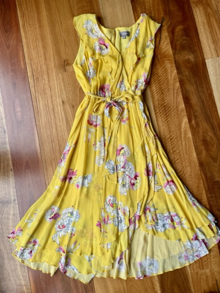 Yellow Floral soft ruffle dress