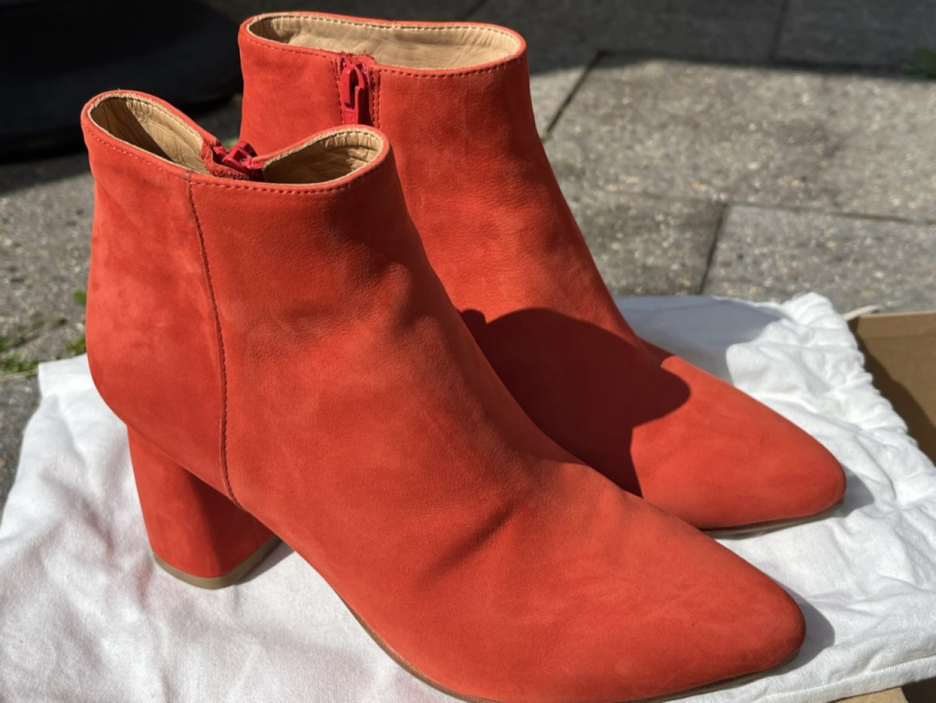 RED ORANGE SUEDE BOOTS SIZE 37 BRAND NEW