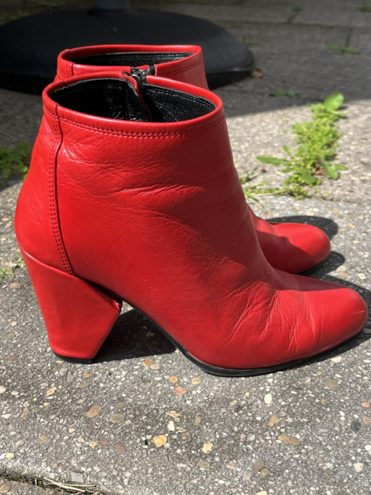 little red leather boots