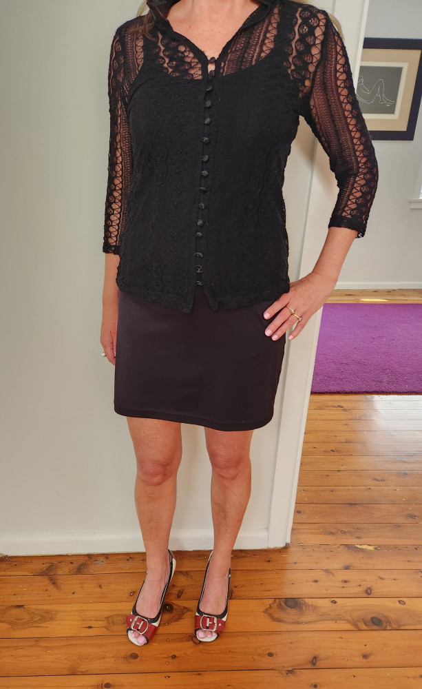 Black lace overlay blouse